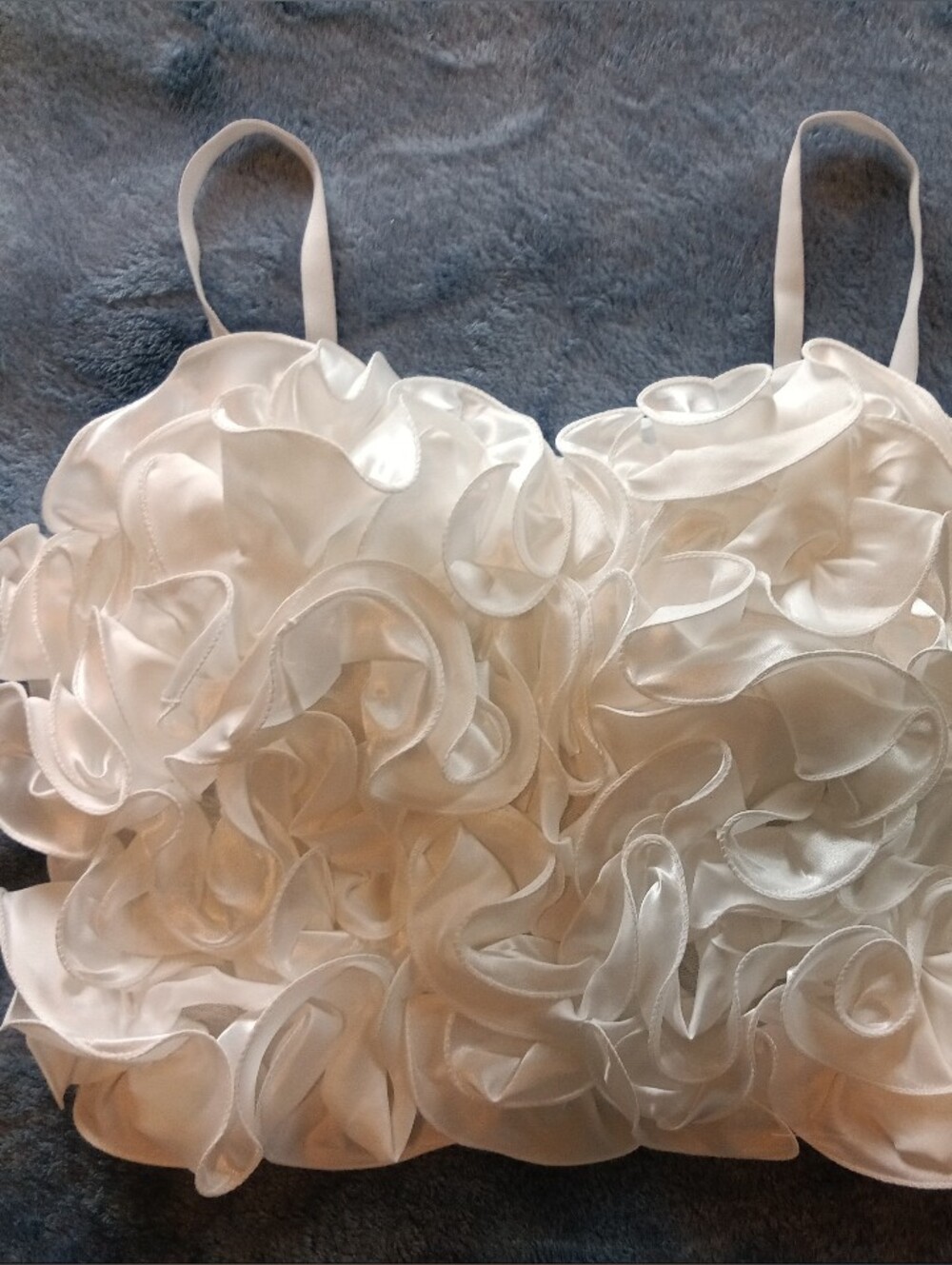 White Floral Ruffle Evening Bag